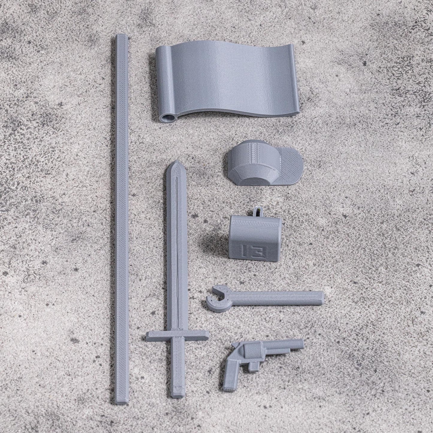 Dummy 13 - Action Accessory Kit for 8" figure. Add fun tools and Accessories to your Fully Customizable, Posable 3D Printed Action Figure