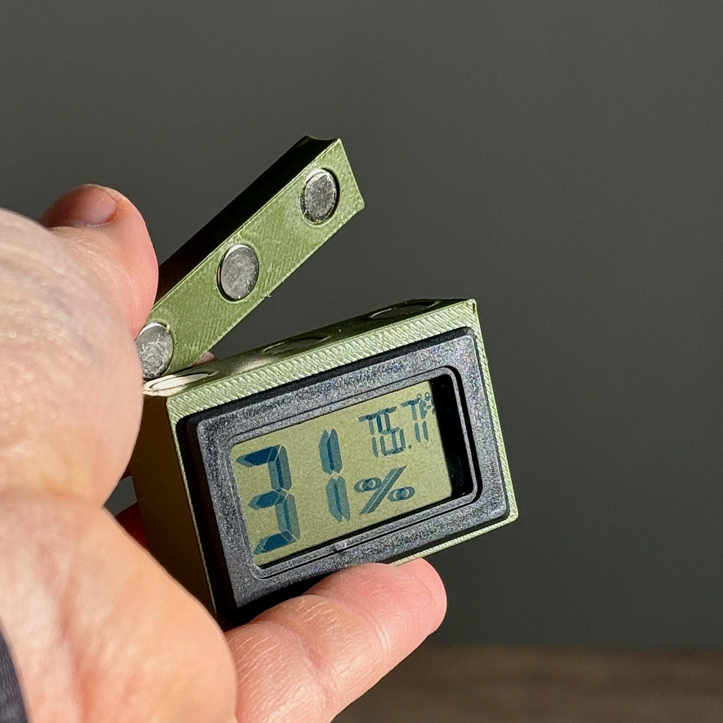 Magnetic Hygrometer Mount for reptile, spider, insect, terrariums Top mount or rear mount magnet