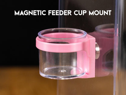 Jumping Spider Magnetic Feeder Cup mount with clear feeding cup in Pink