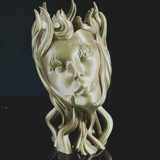Fluida Goddess Planter Vase | Abstract Tendrils Sculpture | 3D Printed Home Decor  | Unique Artistic Pot with Drip Tray